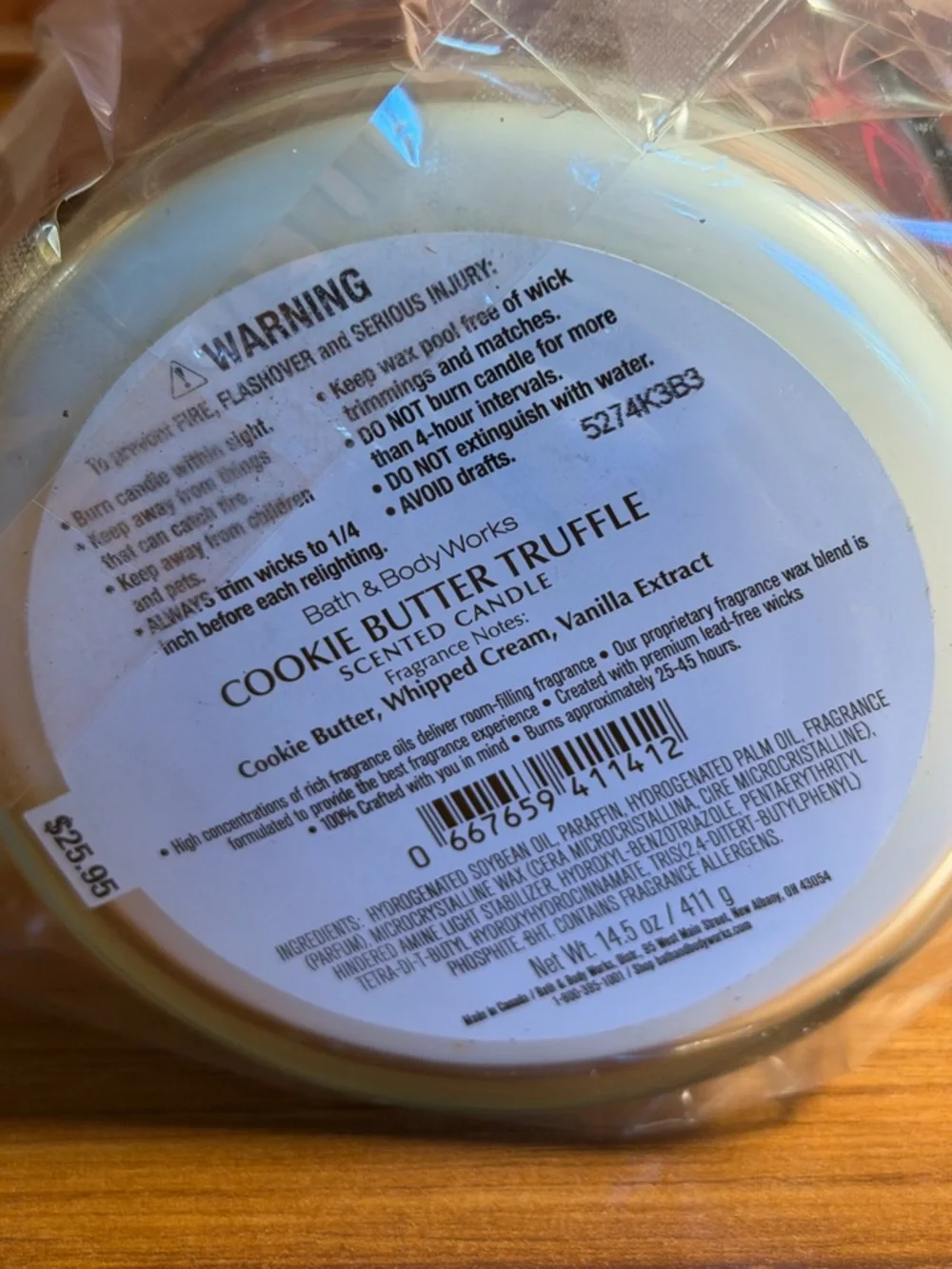 NEW Cookie Butter Truffle 3-Wick Candle 25-45 burn hours 14 oz Bath & Body Works - Picture 4 of 6